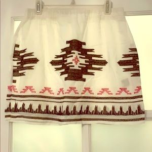 Linen Cotton Skirt with pink and black embroidery